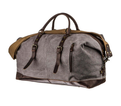 Містка дорожня сумка canvas Vintage 20131 Світло-сіра