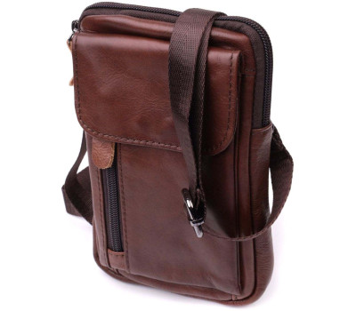 Відмінна чоловіча сумка на пояс із натуральної шкіри Vintage 22564 Коричневий