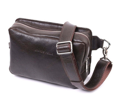 Прямокутна сумка бананка з якісної натуральної шкіри GRANDE PELLE 22575 Коричневий