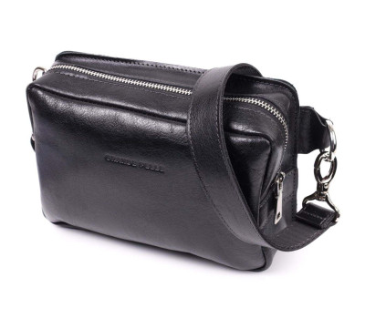 Сумка бананка прямокутного формату із якісної натуральної шкіри GRANDE PELLE 22576 Чорний