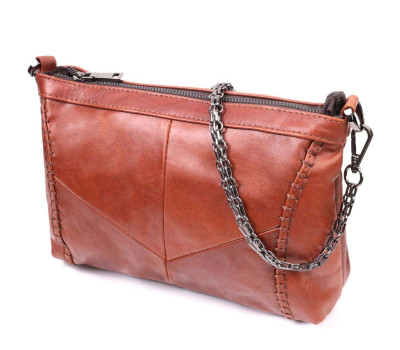 Женская кожаная сумка среднего размера на одно отделение Vintage 22566 Светло-коричневый