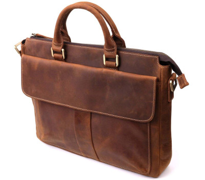 Стильний портфель у вінтажному стилі з натуральної шкіри Vintage 22673 Коричневий