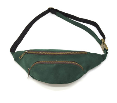 Поясна сумка бананка зелена шкіряна RE-30351-3md TARWA