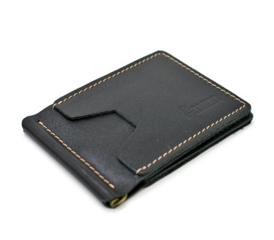 Шкіряний затиск для грошей мякий чорний GAw-hold-001 TARWA