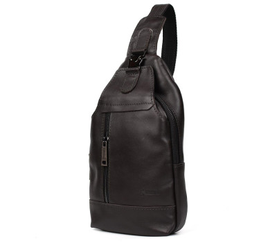 Чоловічий рюкзак слінг шкіряний коричневий TARWA GC-0116-3md