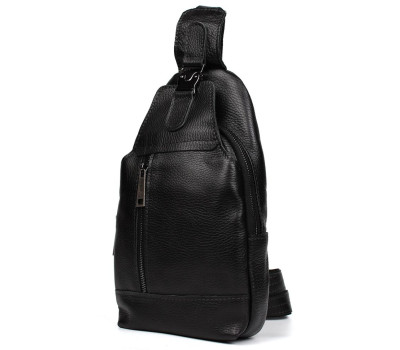 Чоловічий рюкзак слінг шкіряний чорний флотар TARWA FA-0116-3md