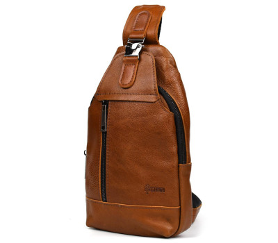 Чоловічий рюкзак слінг шкіряний коньяк TARWA GB-0116-3md