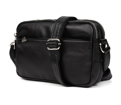 Сумка через плече шкіряна на два відділення GA-0745-4lx TARWA чорна