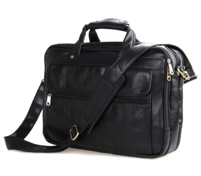 Кожаная сумка JD7146A, чёрная, коровья кожа