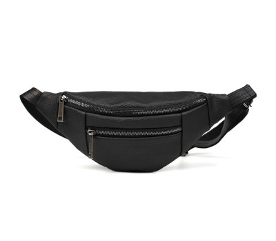 Кожаная бананка на два отделения с передним карманом TARWA FA-8040-3md черный флотар