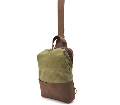 Слінг через плече, нагрудна сумка зі шкіри та канвасу TARWA RCh-1905-3md