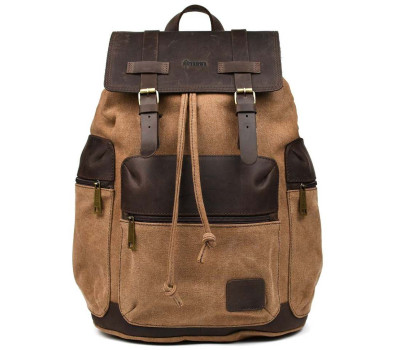 Канвас рюкзак-мішок TARWA RCc-0010-4lx зі шкірою крейзі хорс