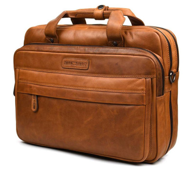 Велика сумка для ноутбука 17 дюймів Hill Burry HB4075B коньячна