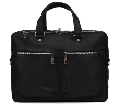 Чоловіча шкіряна ділова сумка чорна RA-4664-4lx TARWA на два відділення