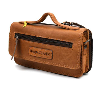 Мужская сумка барсетка с ручкой Hill Burry HB3351B коньячная