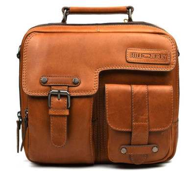 Чоловіча шкіряна сумка з ручкою HB870367B Hill Burry коньячна