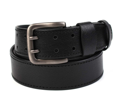 Ремінь зі шкіри буйвола на два язички LIMARY Lim-247A 40мм чорний