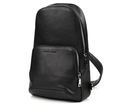 Шкіряна нагрудна сумка слінг Grande Pelle 723710 чорний флотар