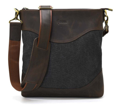 Сумка чоловіча з парусини та шкіри RGg-1807-4lx TARWA темно-сіра