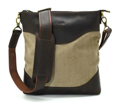 Сумка мужская из парусины и кожи RSc-1807-4lx TARWA песочная