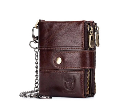 Чоловічий гаманець розкладний коричневий з ланцюжком TW080C Bull