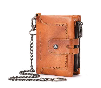 Чоловічий гаманець розкладний коньячний з ланцюжком TW230B Bull