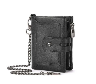 Чоловічий гаманець розкладний чорний з ланцюжком TW230A Bull