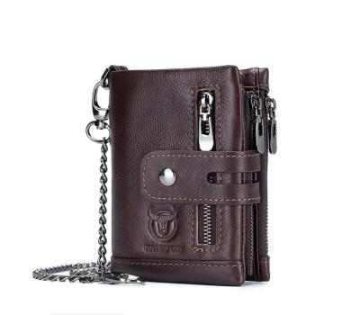 Чоловічий гаманець розкладний коричневий з ланцюжком TW040C Bull