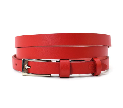 Ремінь жіночий тонкий Grande Pelle 1602050033 у червоному кольорі.