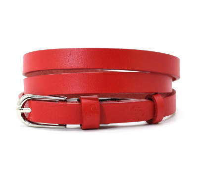 Ремень женский тонкий Grande Pelle 1602040033	в красном цвете