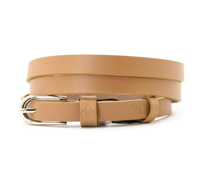 Ремінь жіночий тонкий Grande Pelle 1452040033 у світло-коричневому кольорі.