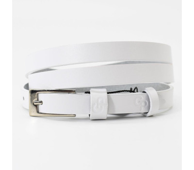 Ремінь жіночий тонкий Grande Pelle 1022050033 у білому кольорі.
