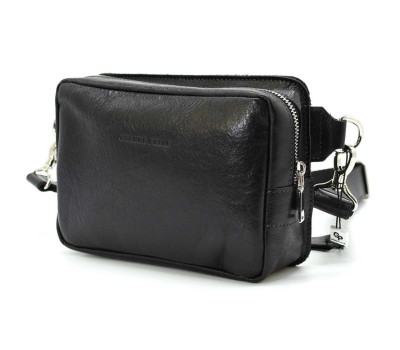 Шкіряна сумка напоясна Grande Pelle 740410 чорна