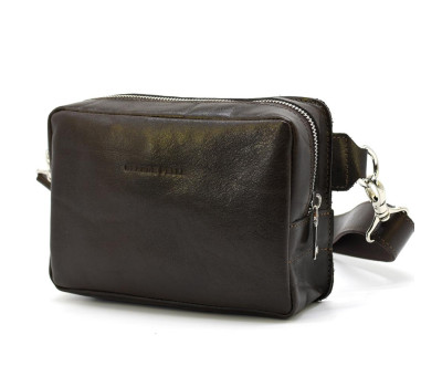 Шкіряна сумка напоясна Grande Pelle 740420 кавова