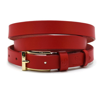 Ремінь жіночий тонкий Grande Pelle 26070040033 в червоному кольорі.