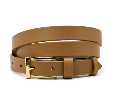 Ремінь жіночий тонкий Grande Pelle 24570040033 у світло-коричневому кольорі.