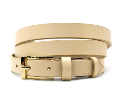 Ремень женский тонкий Grande Pelle 24370040033 в бежевом цвете