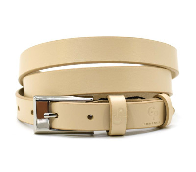 Ремень женский тонкий Grande Pelle 24330030033 в бежевом цвете