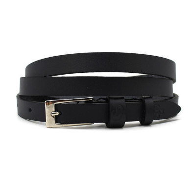 Шкіряний ремінь жіночий тонкий Grande Pelle 1312050033 в чорному кольорі.