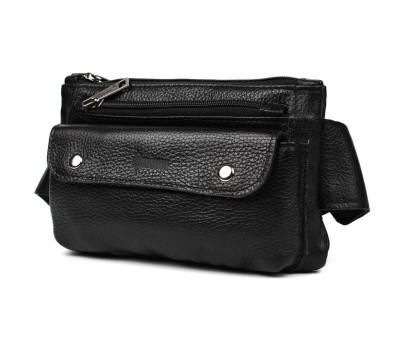 Cумка на пояс из натуральной кожи, бананка FA-8136-3md TARWA черный флотар