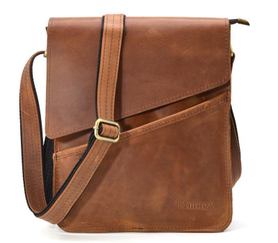 Шкіряна чоловіча сумка через плече LIMARY Lim-132RB коньячна