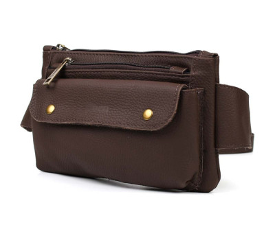 Cумка на пояс из натуральной кожи, бананка FC-8136-3md TARWA коричневый флотар