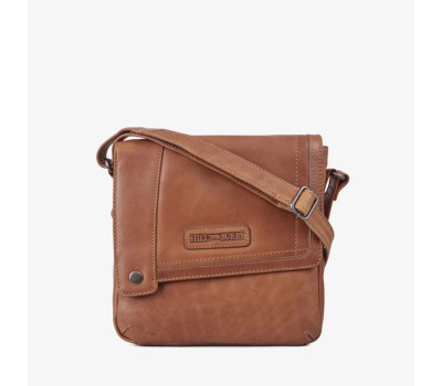 Чоловіча сумка на плече Hill Burry HB3336B із косим клапаном коньячна