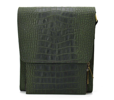 Шкіряна сумка через плече RepE-3027-4lx бренду TARWA зелений колір рептилія