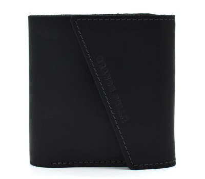 Шкіряне портмоне чорне матове Grande Pelle 910110 з монетницею