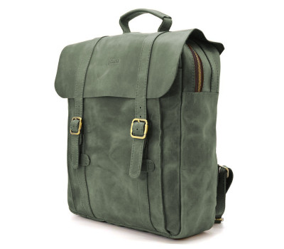 Сумка рюкзак для ноутбука з кінської шкіри TARWA RE-3420-3md зелена