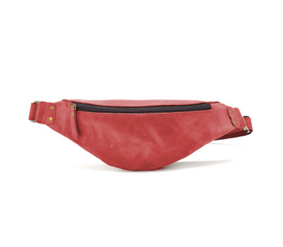 Кожаная сумка бананка лошадиная кожа красная TARWA RR-455-3md