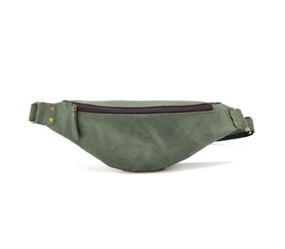 Кожаная сумка бананка лошадиная кожа зеленая TARWA RE-455-3md