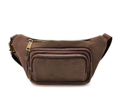 Кожаная бананка напоясная из лошадиной кожи коричневая RC-8179-3md TARWA