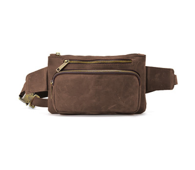 Поясная кожаная сумка бананка RC-8137-4lx бренд TARWA коричневая